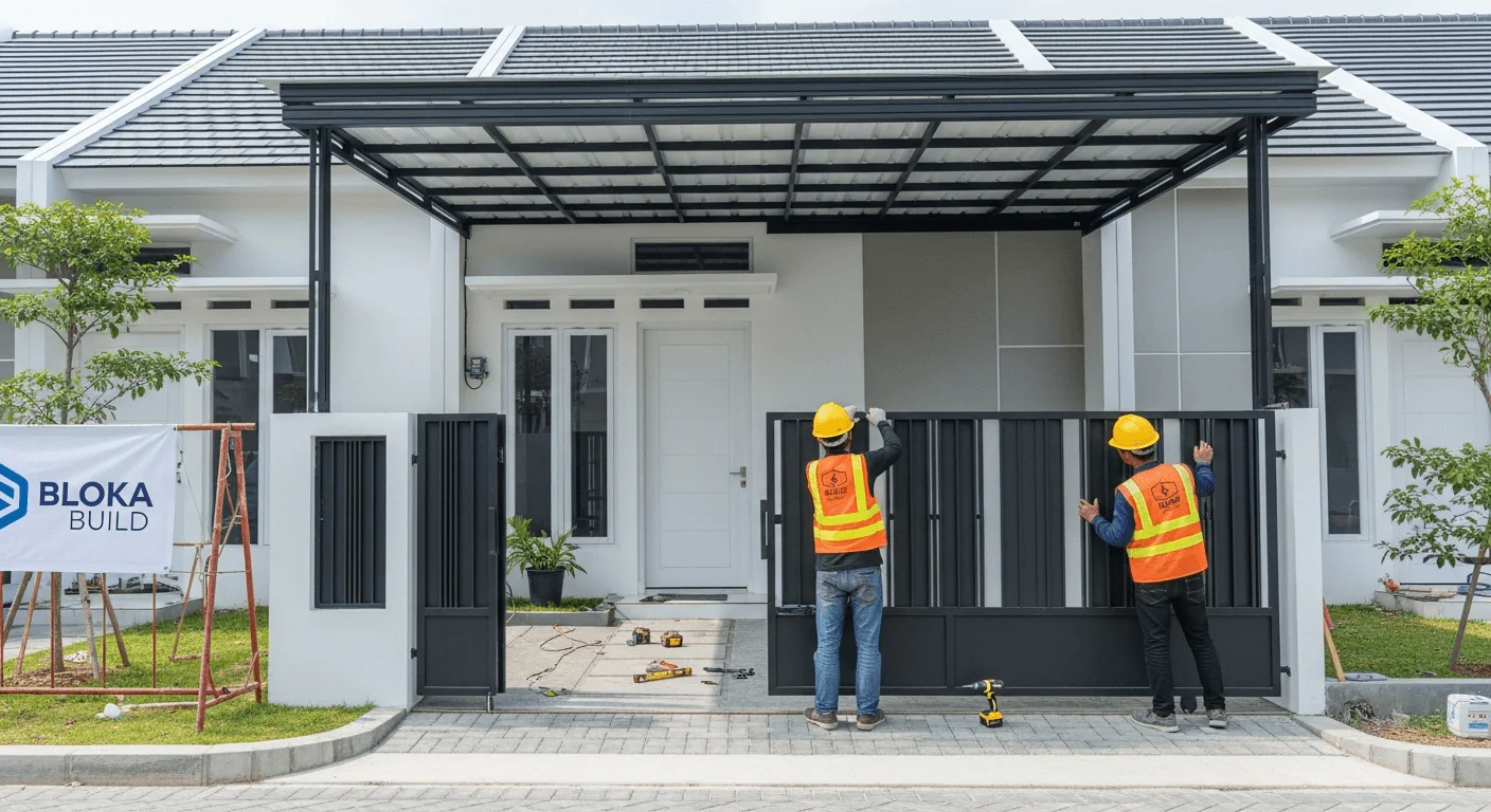 Renovasi Rumah Tipe 36 dengan Kanopi dan Pagar